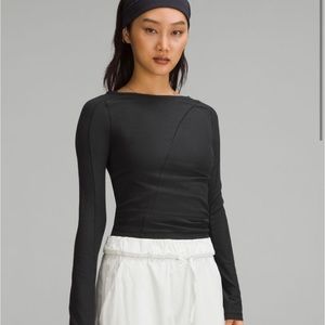 Lululemon Asymmetrical ribbed cotton long sleeve size XS black